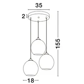 Nova Luce Blaze 3-flg. E27 60 cm Glas schwarz