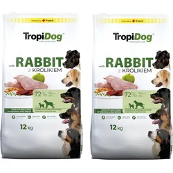 TROPIDOG Premium Adult mittlere & große Rassen reich an Kaninchen und Reis 2x12kg