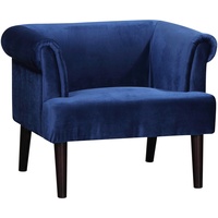 ATLANTIC home collection »Charlie«, Sessel, Armlehnenstuhl mit Massivholzfüßen, Samt, blau