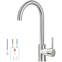 Niederdruck Armatur Küche 360°Drehbar Wasserhahn Küche Niederdruck mit 3 Anschluessen Fuer Boiler Einhebel Küchenarmatur,Gebürstetes Nickel