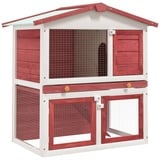 HOMIUSE Hasenstall Winterfest Kaninchenstall Draußen 94x60x98 cm Kleintierstall Rot und Weiß