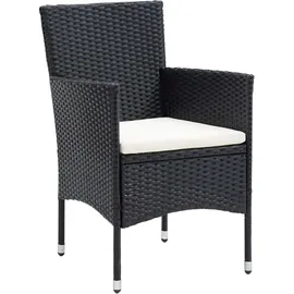 vidaXL 5-tlg. Garten-Bistro-Set Poly Rattan und Hartglas Schwarz - Schwarz