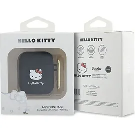 HELLO KITTY Hka23dkhsk Airpods 1/2 Hülle, Schwarz/schwarz, Silikon, 3d-katzenkopf
