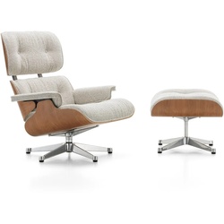 Vitra - Lounge Chair & Ottoman, poliert, Kirschbaum, Nubia, crème / sand (neue Maße)