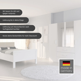 Schlafzimmer-Set RAUCH "Komplettschlafzimmer Schlafzimmer EVELYN", weiß (alpinweiß), Bett 120x200cm + ohne Matratze, B/H: 120cm x 200cm, Bett 120x200cm, Holzwerkstoff, Schlafzimmermöbel-Sets, Schrank und Bett in 2 Breiten, Nachttisch 2 Schubladen MADE IN GERMANY