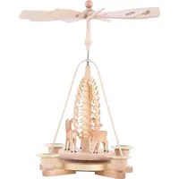 Erzgebirgische Volkskunst Richard Glässer GmbH Weihnachtspyramide Rehe natur, Höhe= 28cm NEU