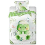 FARO Babybettwäscheset 100x135 Dinosaurier Kuscheltiere - Hellblau