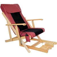 Shiatsu Massagesessel Liegesessel elektrisch mit Vibrationsmassage, Liegestuhl mit Wärmefunktion, Massage-Klappsessel für eine angenehme Rückenmassage/Nackenmassage (rotes Kunstleder)
