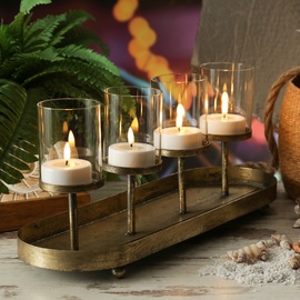 MARELIDA Kerzenständer Advent Kerzenhalter Kerzentablettt Adventskranz gold