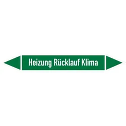 Rohrleitungskennzeichen Heizung Rücklauf Klima - 100x15 mm Folie selbstklebend