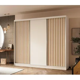 ax living Schwebetürenschrank Cabinio 240 x 216 x 61 cm Weiß/Eiche