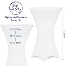 DEUBA Detex® Stehtisch Husse Weiß Verstärkter Fußbereich 30°C Waschbar Stehtischhussen Stretch Überzug Hochzeit