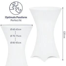 DEUBA Detex® Stehtisch Husse Weiß Verstärkter Fußbereich 30°C Waschbar Stehtischhussen Stretch Überzug Hochzeit