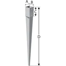 Simpson Einschlagbodenhülse 100 x 750 mm Stahl feuerverzinkt