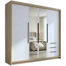 A&J MöbelLand Drehtürenschrank VIVO 200 x 215 x 59,5 cm Braun/Weiß