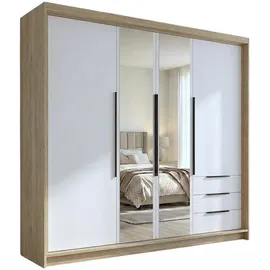 A&J MöbelLand Drehtürenschrank VIVO 200 x 215 x 59,5 cm Braun/Weiß