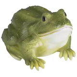 Bambelaa! Gartenfiguren Für Draußen Wetterfest Gartendeko Gartendekoration Frosch/Kröte Gartenstatuen Groß Deko Garten Figuren Teich Dekofigur Karlo aus Polyresin ca. 19 x 14 x 12cm