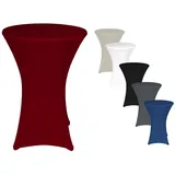 TexDeko Stretch Stehtischhusse für Bistrotisch Ø 60-65 cm Bordeaux | strapazierfähig verstärkte Fußtaschen bügelfrei waschbar