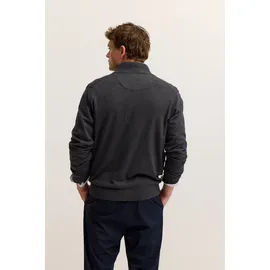 Bugatti Strickjacke "Regular Fit", Herren, Gr. M, 280, dunkelgrau, Strick, 100% Baumwolle, unifarben, regular fit, ohne Ausschnitt, Rippbündchen, Strickjacken Strickjacke, aus Baumwolle mit Stehkragen