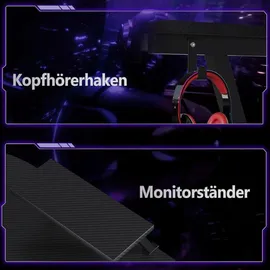 luxuskollektion Gaming Tisch L Form mit Monitorständer, Schwarz, 127 x 127 cm