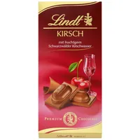 Lindt Kirsch Vollmilch Tafel mit flüssiger Kirschwasser Füllung 100g