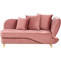 Rechtsseitige Chaiselounge MERI Samtstoff Rosa mit Stauraum