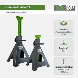 Trutzholm Unterstellbock 4 Stück, 12 Tonnen Traglast pro Stütze Höhe von 490 - 750 mm