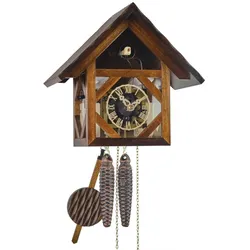 Engstler -Kuckucksuhr mechanisch 1-Tag Laufwerk nussbraun Haus Acrylglasfront 25cm- 240