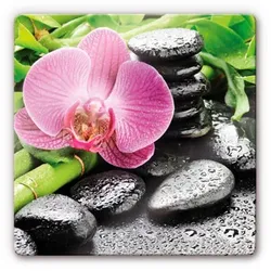 K&L Wall Art Glasbild »Glasbild«, BxH: 30 x 30 cm, Spa Deko Feng Shui Orchidee