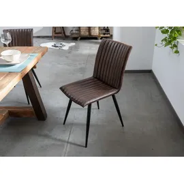 MASSIVMOEBEL24.DE Stuhl Echtleder 44x56x89 braun Iron Label #09