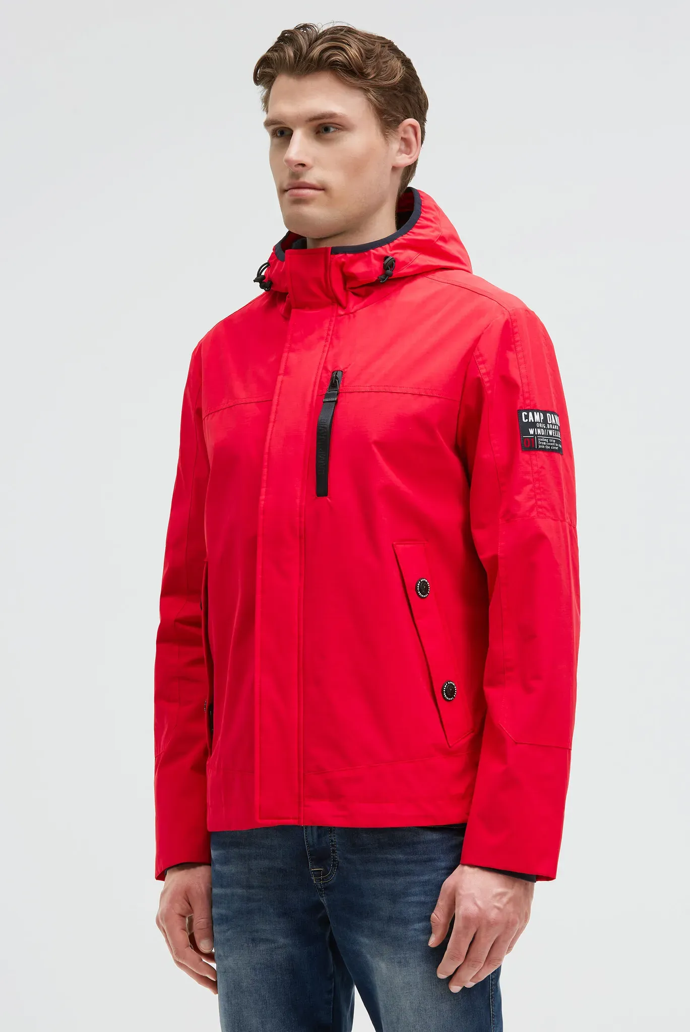 Outdoorjacke CAMP DAVID, Herren, Gr. XL, summer rot, Web, Material Oberstoff: 55% Baumwolle, 45% Polyamid, Futter Ärmel: 100% Polyamid, Futter Rumpf: 100% Polyester, unifarben, regular fit normal, eingesetzt Windstopperbündchen, Jacken Outdoorjacke, mit verstellbarem Saum