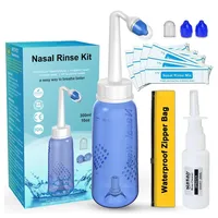 NUODWELL Sprühflasche Nasendusche Set, Nasenspülkanne zur Nasenreinigung und Nasenspülung blau