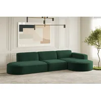 Fun Möbel Ecksofa Designersofa PALMA in Stoff Noel Grün Ottomane Rechts