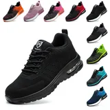 Baofular Arbeitsschuhe Herren Sicherheitsschuhe Damen Leicht Sportlich Stahlkappenschuhe rutschfest Atmungsaktiv Schwarz 41 EU 255 - 41 EU