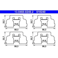 ATE Zubehörsatz Scheibenbremsbelag Vorne 13.0460-0240.2 für Dacia Sandero Logan