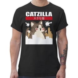 Shirtracer T-Shirt Catzilla - Big Cat Anime Geschenke schwarz L