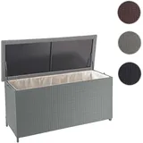Mendler Poly-Rattan Kissenbox HWC-D88, Gartentruhe Auflagenbox Truhe Premium grau, 63x135x52cm 320l