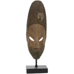 Afrikanische Maske rund - Braun Rund Harz Amadeus 13x9 cm