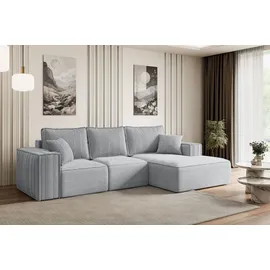 altdecor Ecksofa Cord 2-Sitzer Grau
