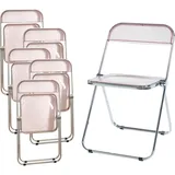[en.casa] Klappstuhl Pornainen 6er Set Rosa, transparent