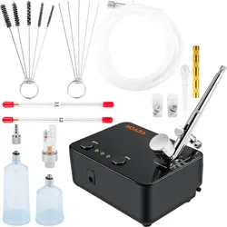 VEVOR Dual Action Airbrush Set mit Lackierpistole, 30 psi ± 15 % Luftkompressor 220 V Airbrushpistole Set für Make-up, Maniküre, Tätowierung, Malerei-Design, Kunsthandwerk, Lebensmitteldekoration