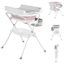 Cangaroo Babywanne Wickeltisch Como 2 in 1 faltbar, Wickelauflage, Zubehörfach rosa