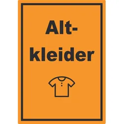 Altkleider Mülltrennung Aufkleber Text Symbol Shirt Hemd Hose A7 (74x105mm)