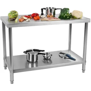 Royal Catering Edelstahl Arbeitstisch - 100 x 60 cm - 114 kg Tragkraft
