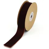 SHTGOI 5 Yard/Roll 25mm Breite Samtband Samtborte Schleifenband Schmuckband Samt Dekoband Geschenkband Zierband für Haarschmuck Kleidung Geschenkbox Dekorationen Blumenverpackung Braun