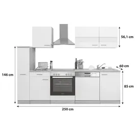 Respekta Merle 250 cm E-Geräte Glaskeramikkochfeld schwarz/eiche sägerau nachbildung
