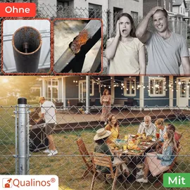 qualinos Maschendrahtzaun 4,2 x 3,0 m Grün/Metall