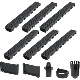 vidaXL Entwässerungskanäle 6 Stk. Kunststoff 6 m Schwarz