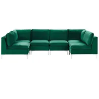Modulares Sofa U-Form mit Polsterbezug aus Samtstoff in Grün Modern Evja