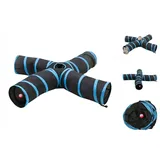 vidaXL Katzentunnel 4-Wege Schwarz und Blau 25 cm Polyester